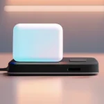 Google Pixel 9 Pro smartphone on charging dock with black screen and boot animation glow